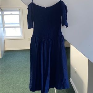 A brand new navy blue off the shoulder dress